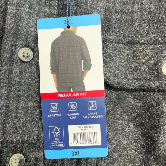 NEW Chaps Men's 3XL Regular Fit Flannel Knit Fleece Shirt - Picture 8 of 10